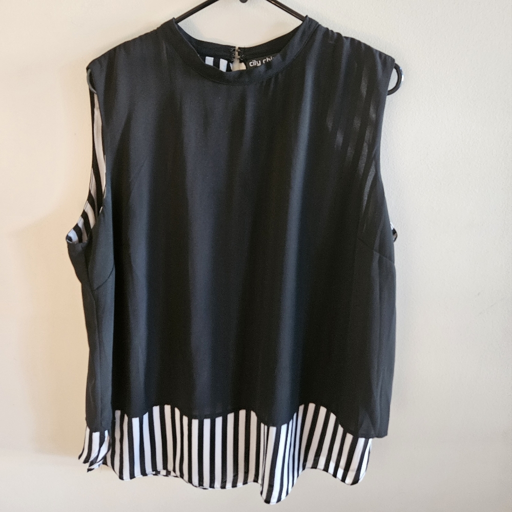 City Chic Black and White Stripe Tank